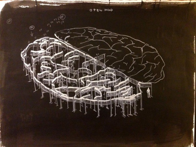 Open mind (barricadas), 2014 / Mixta sobre Cartulina / 50 x 70 cm
