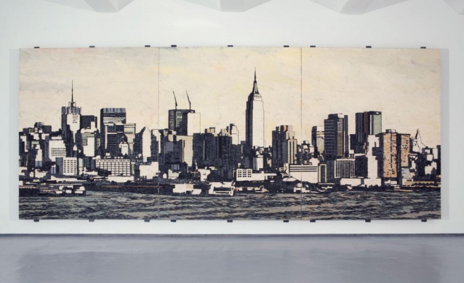 American Appeal (postcard), 2008 / Oil, fish-hooks and nails on panel of linen and plywood / 270 x 155 x 10 cm