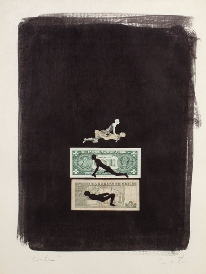 Coitus (dollar and peso), 2010 / Mixta sobre cartulina / 75,5 x 59 cm