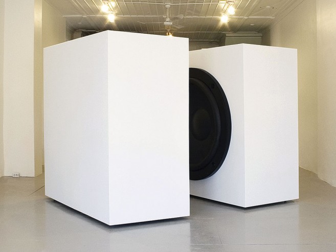 Impotence, 2004 / Wood, metal, speakers, and sound. / 250 x 320 x 250 cm