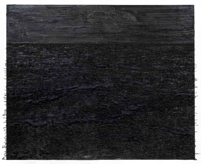 Isla (Nada), 2015 / Oil, nails and fishhooks on linen panel on plywood / 102 x 128 x 11 cm