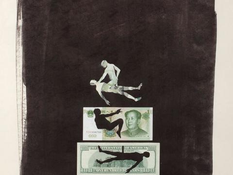 Coitus (Dollar and Yuan), 2010 / Mixta sobre cartulina / 75,5 x 59 cm