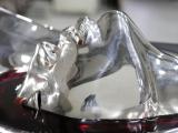Tear duct, 2001 / Nickel-plated bronze, stainless steel, refrigeration system, red wine, and coins / 115 x 40 x 40 cm 