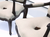 Diplomacy Lesson (nose chairs), 2014 - 2015 (detail) / Carved mahogany and linen / 101.5  x 61 x 68.5 cm ( Variable dimensions )