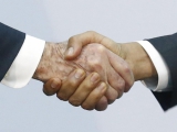 Reference photo for the work   Diplomacy Lesson (handshake) 2015